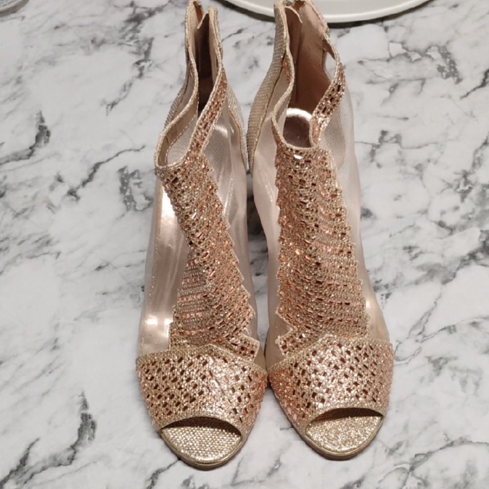 Valenti Franco Glittering Gold Mesh Heels